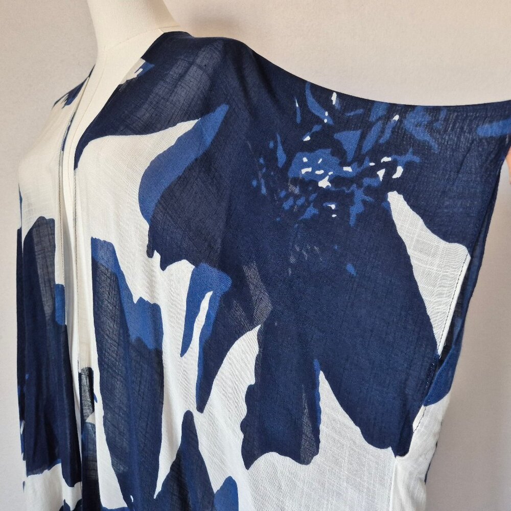 NWT Macchia Di Ruggine Kimono Cover Up Wrap Shawl Viscose Navy White One Size - Picture 3 of 9